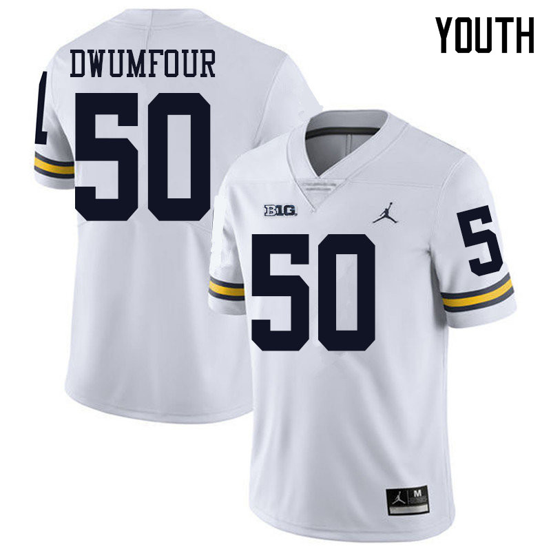 Jordan Brand Youth #50 Michael Dwumfour Michigan Wolverines College Football Jerseys Sale-White